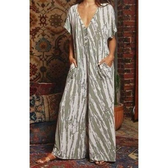 Bucketlist Womens Mauve White Loose Fit Tie Dye Jumpsuit Romper Small - Picture 1 of 8